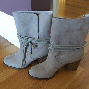 Beige suade boots